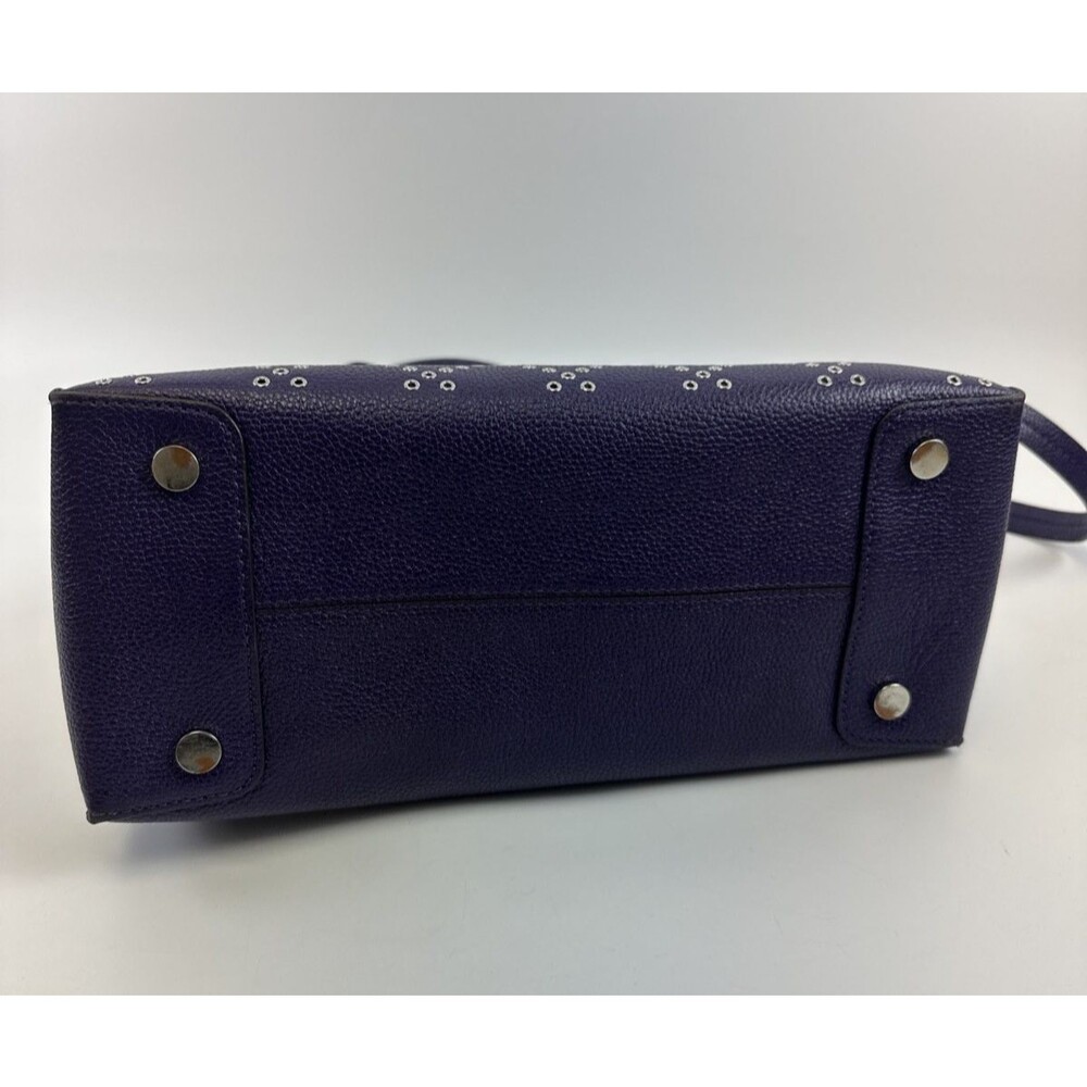 Michael Kors Mercer Stud and Grommet Large Convertible Leather Tote Purple Key - Picture 7 of 15